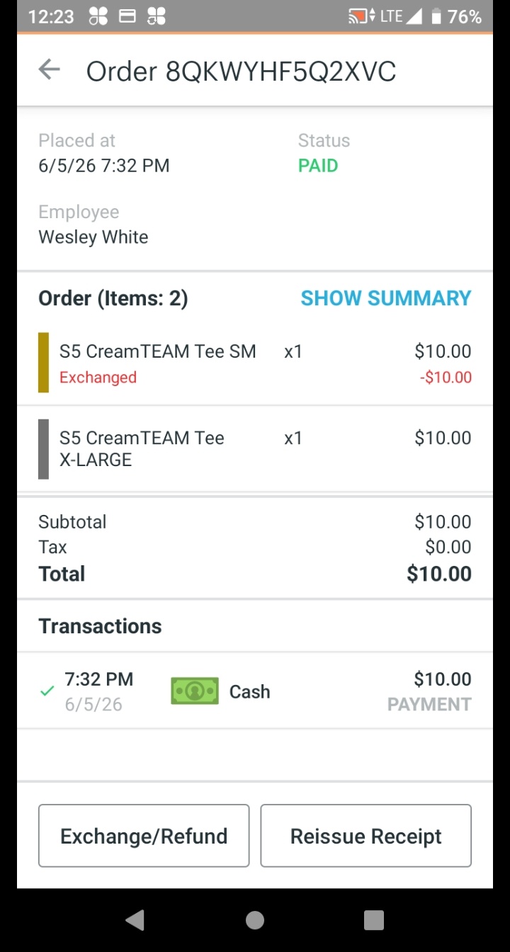 Exchange confirmation screen showing the exchange was successful.